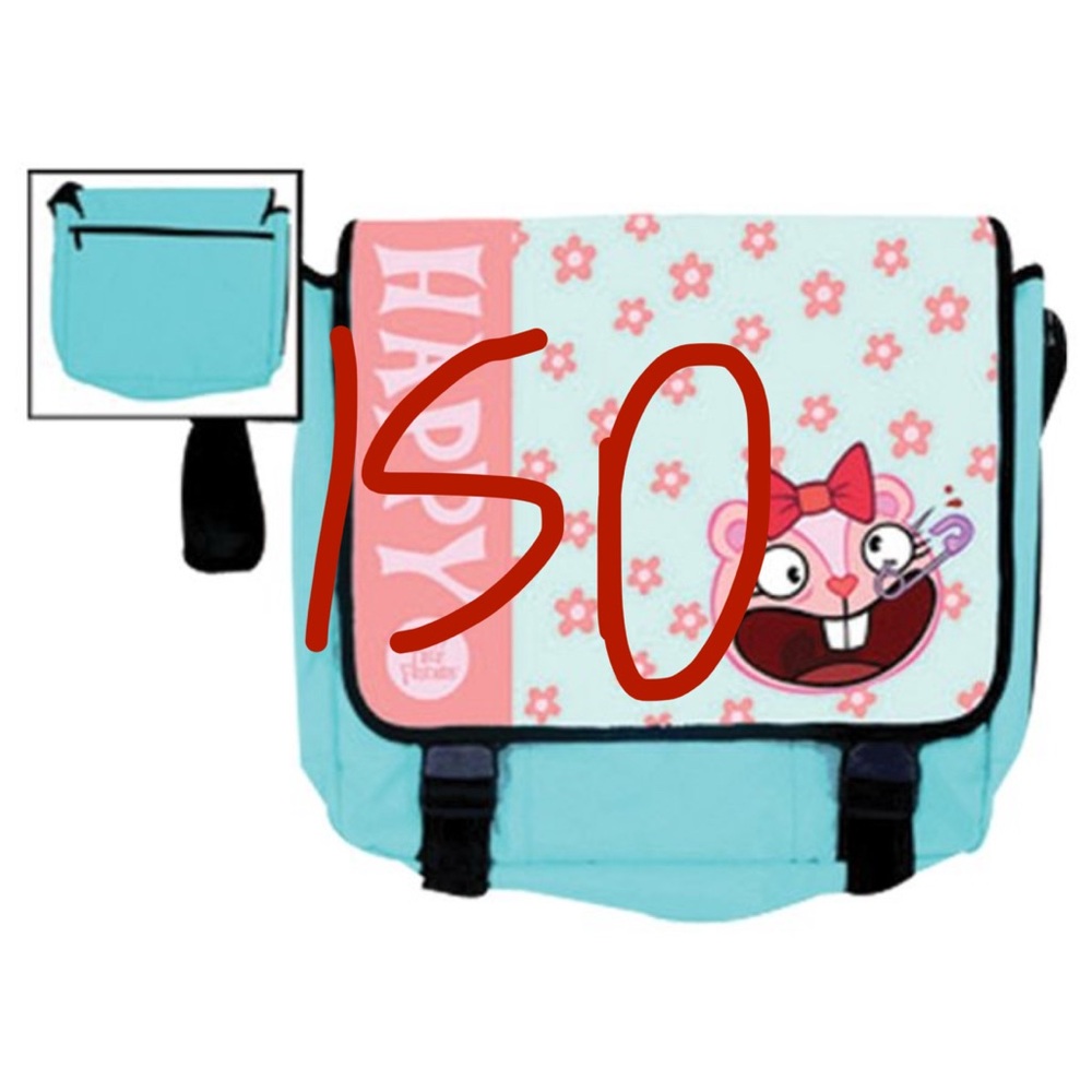 ISO LOOKING FOR THIS happy tree friends pink and blue messenger bag
